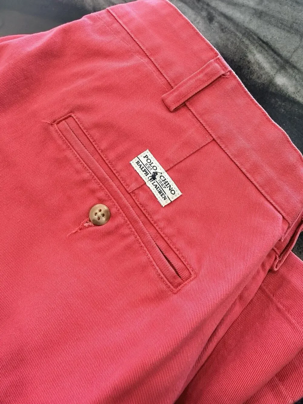 Vintage Polo Ralph Lauren Chino Shorts Mens 35 Coral Pink Pleated Summer